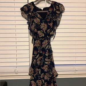 Tommy Hilfiger Navy and Burgundy Asymmetrical Dress